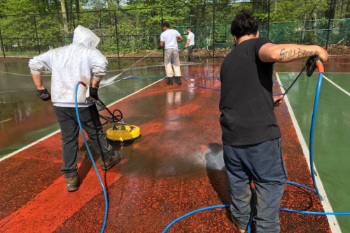 NJ power washing of tennis courts, solar panels, fences and more, since 1996!